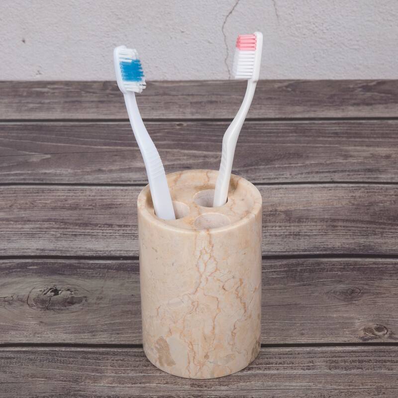 Creative Home Inverary Collection Champagne Marble Toothbrush Holder, Tooth Brush Holder - Beige - N/A