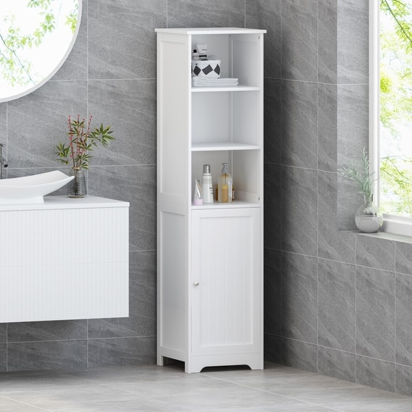 Shop Heineberg Modern Free Standing Bathroom Linen Tower Storage Cabinet By Christopher Knight Home On Sale Overstock 29816869