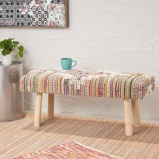 Laveta Handcrafted Boho Fabric Rectangular Bench by Christopher Knight Home