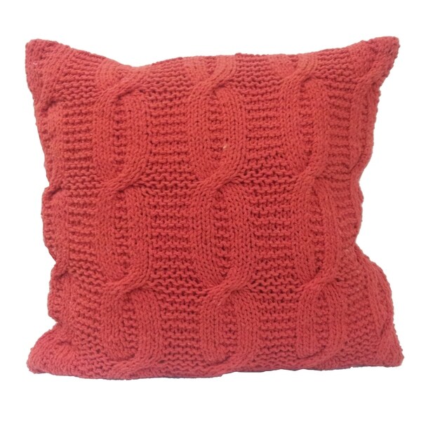 18 X 18 Inch Cotton Cable Knit Pillow with Twisted Details Set of