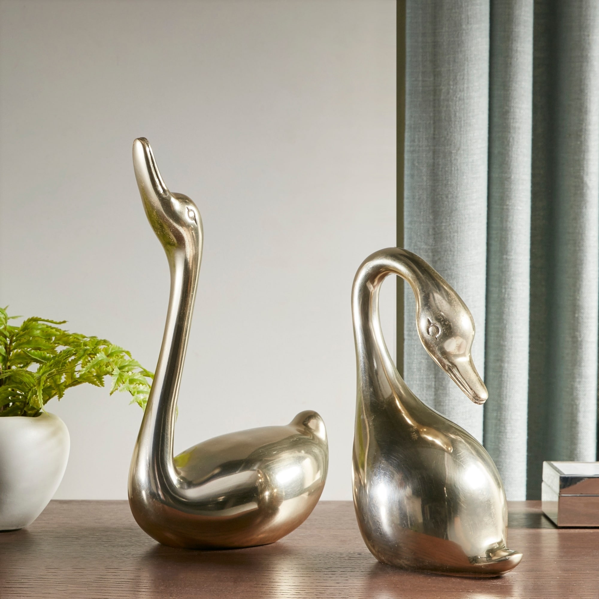 Madison Park Signature Swan Polished Gold Decorative Object Set of 2