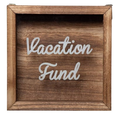 Wooden Shadow Box Bank, Vacation Fund Shadow Box, Adult Money Saving Piggy Bank