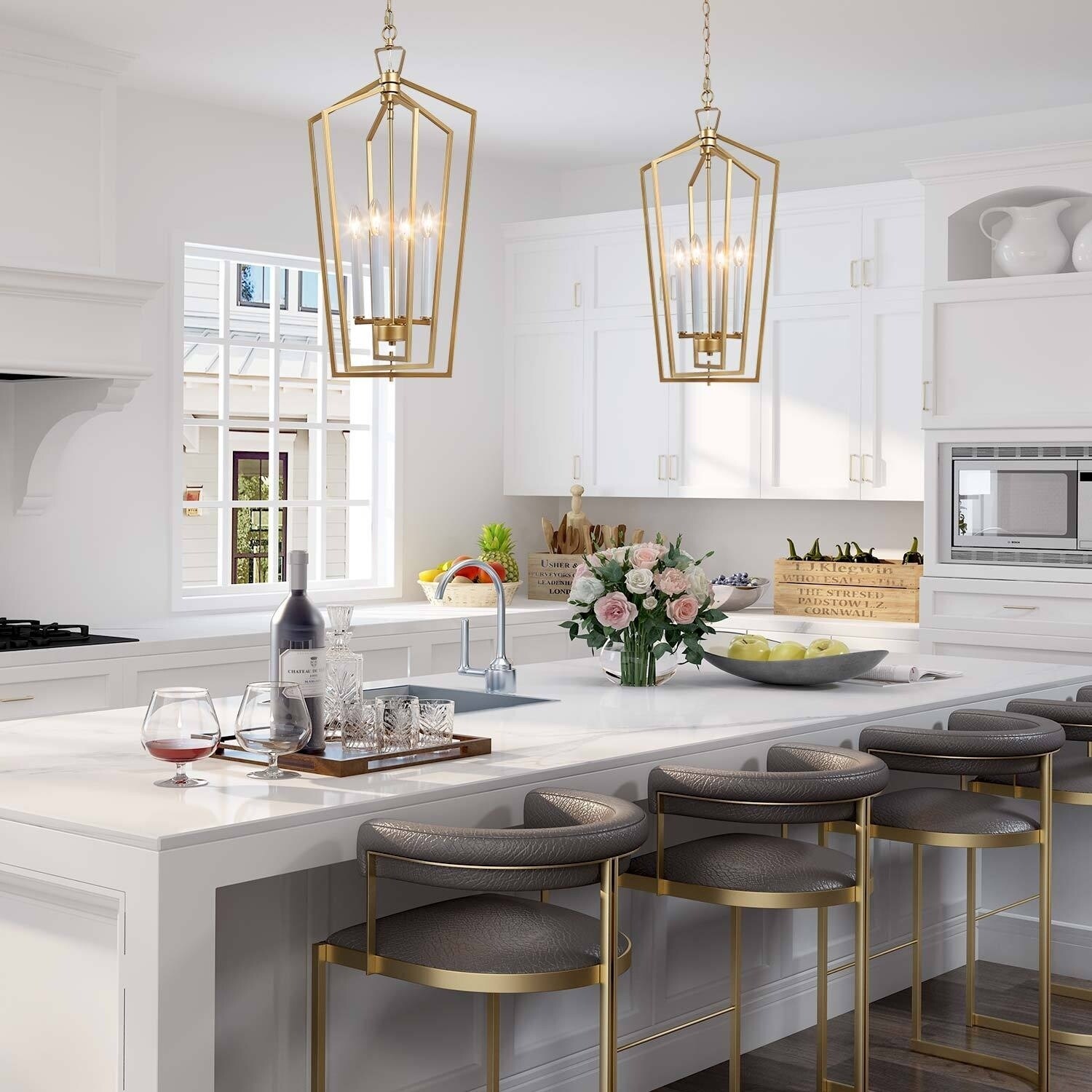 Modern 4 Lights Pendant Lighting Chandelier Light Fixture For Kitchen Dining Room W14 Xh28 3 Modern 4 Lights Pendant Lighting Chandelier Light Fixture For Kitchen Dining Room W14 Xh28 3