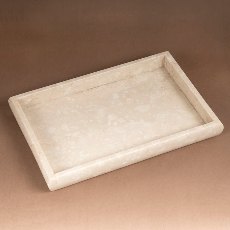 Creative Home Champagne Marble Vanity Tray, Bath Towel Tray, Bathroom Accessory Organizer - Beige