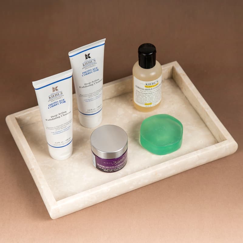 Creative Home Champagne Marble Vanity Tray, Bath Towel Tray, Bathroom Accessory Organizer - Beige