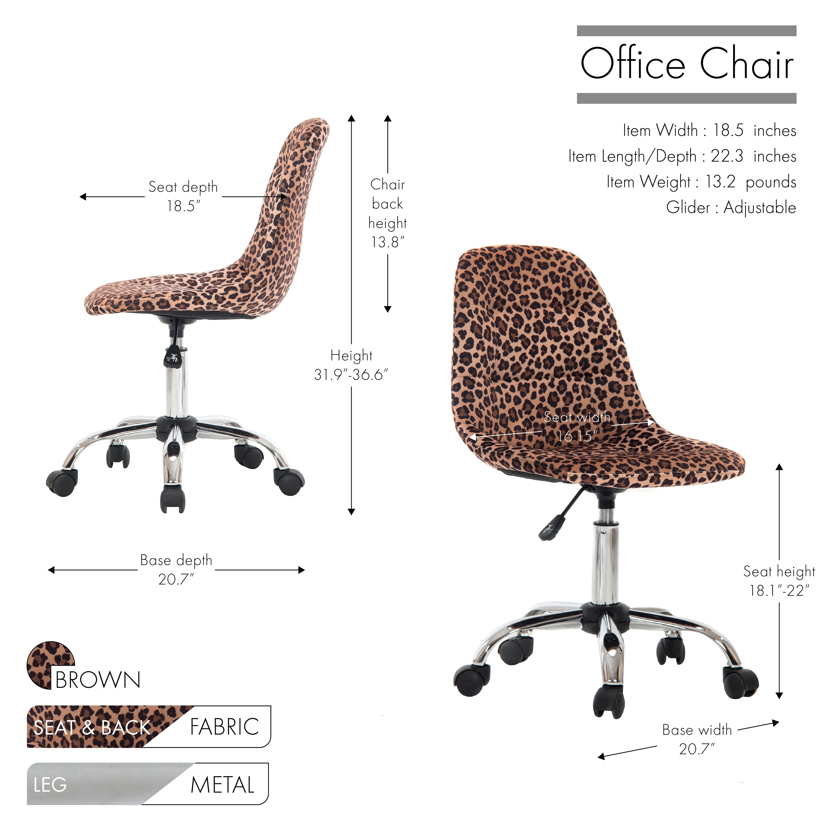 Porthos Home Beliva Swivel Office Chair Cheetah Print Upholstered Overstock 29818215 White