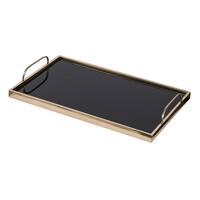 Chic Black and Gold Tray with Handles