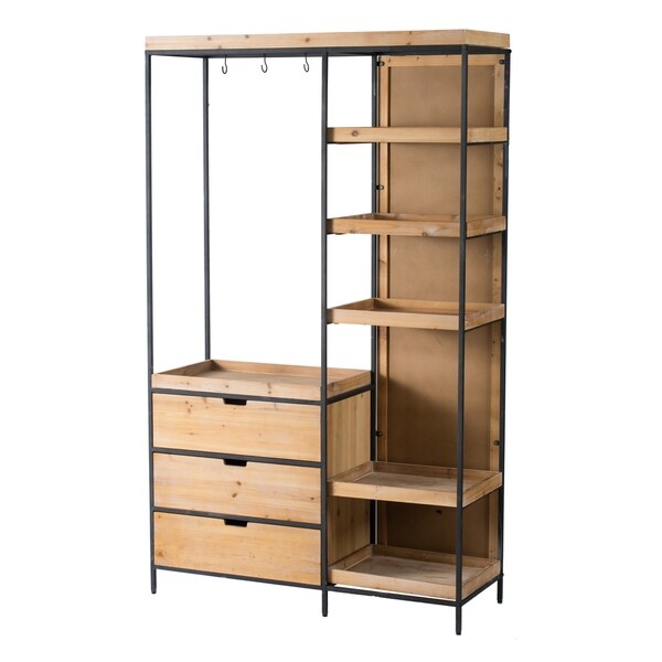 Shop Black Multi-Tiered 3-Drawer Wooden Shelf - On Sale - Free Shipping ...