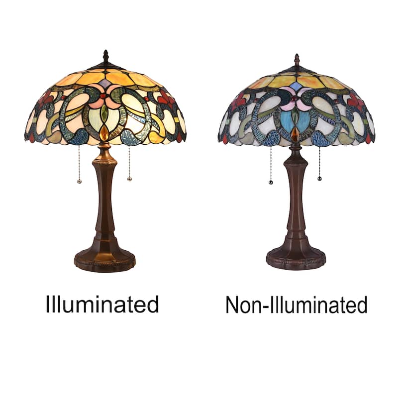Gracewood Hollow Boneza Tiffany-style 2-light Dark Bronze Table Lamp