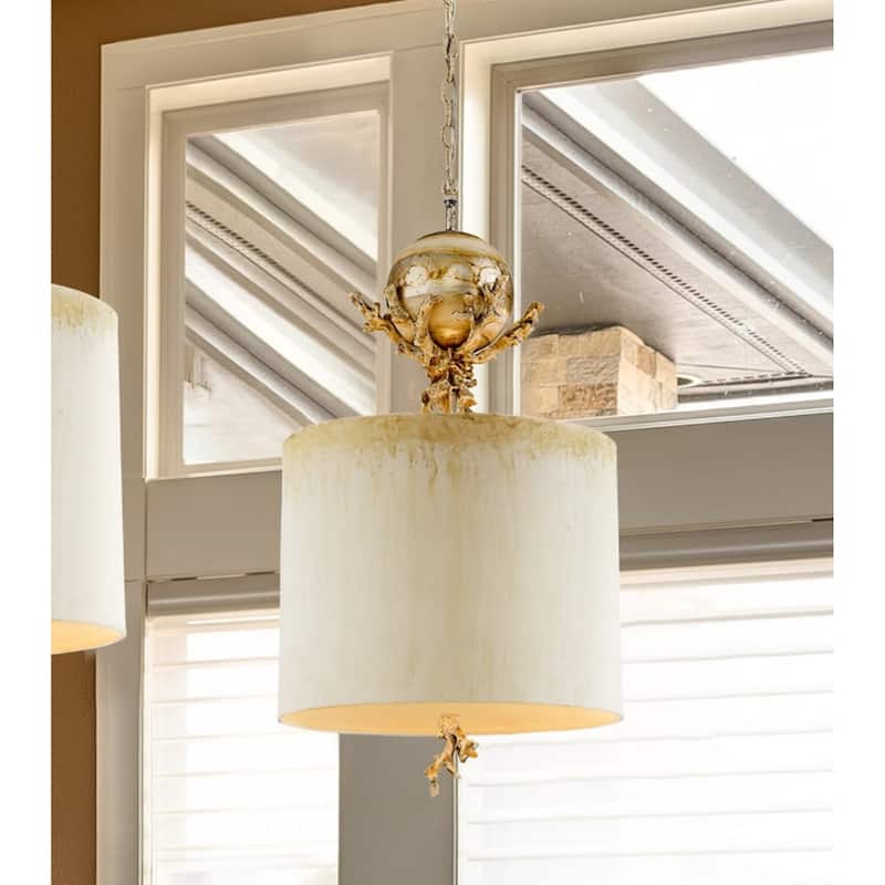 Kitchen Pendant Drum Shade ivory Gold Silver By Lucas McKearn