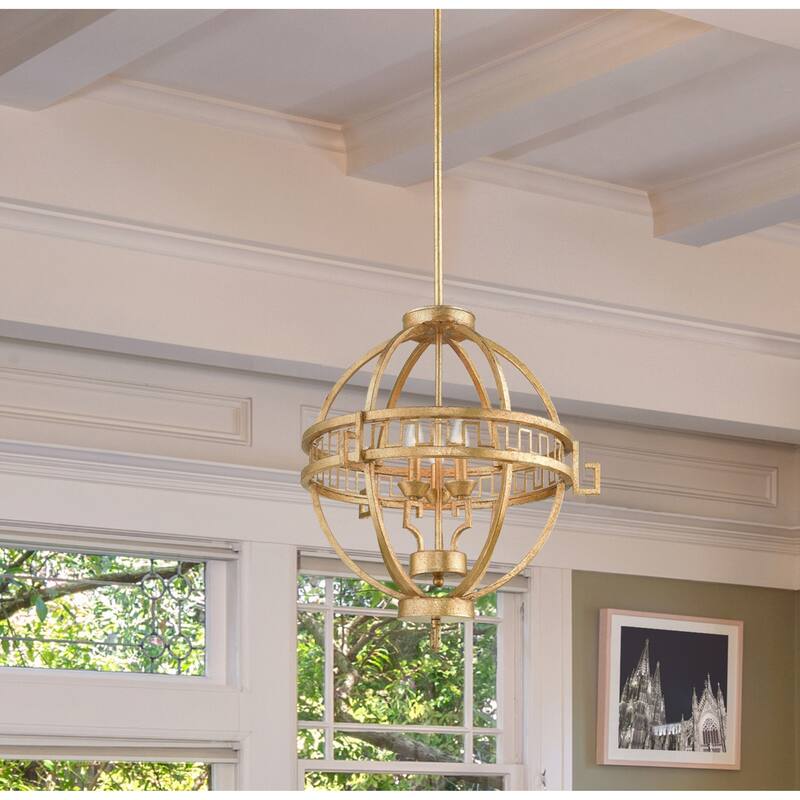 Globe Orb Lantern Pendant in Distressed Gold by Lucas McKearn