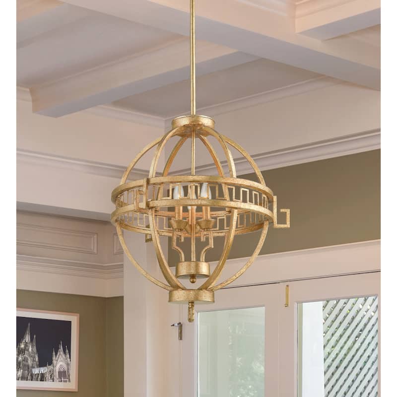 Globe Orb Lantern Pendant in Distressed Gold by Lucas McKearn