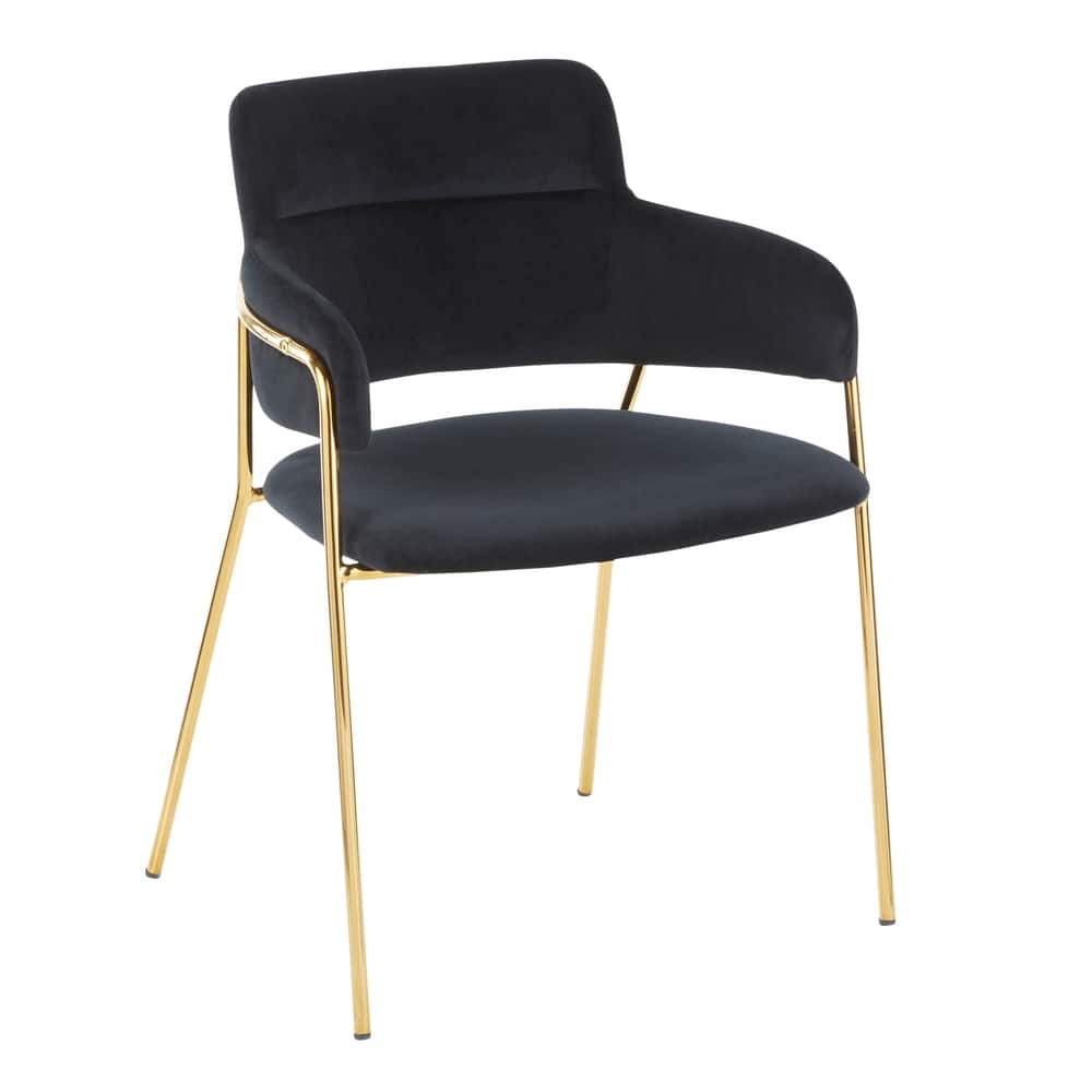 Napoli Contemporary Chair in Velvet & Gold Metal - Set of 2 - N/A