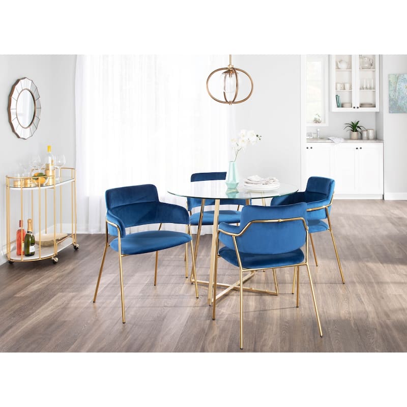 Napoli Contemporary Chair in Velvet & Gold Metal - Set of 2 - N/A