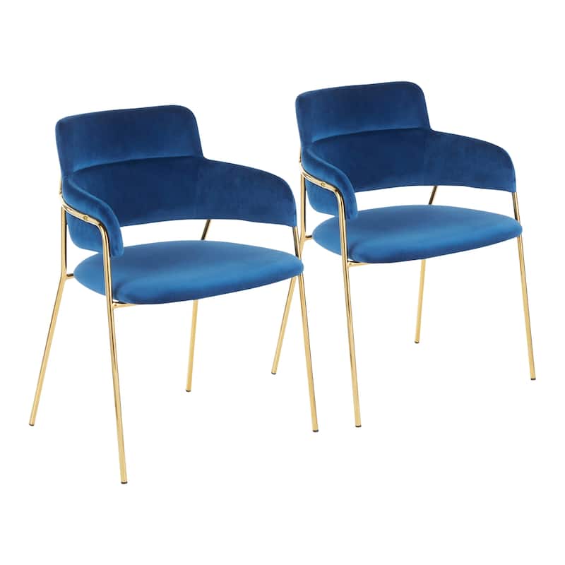 Napoli Contemporary Chair in Velvet & Gold Metal - Set of 2 - N/A
