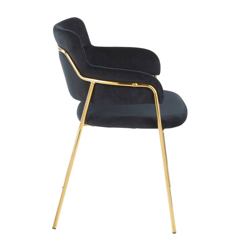 Napoli Contemporary Chair in Velvet & Gold Metal - Set of 2 - N/A