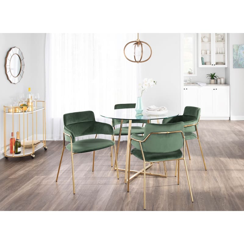 Napoli Contemporary Chair in Velvet & Gold Metal - Set of 2 - N/A