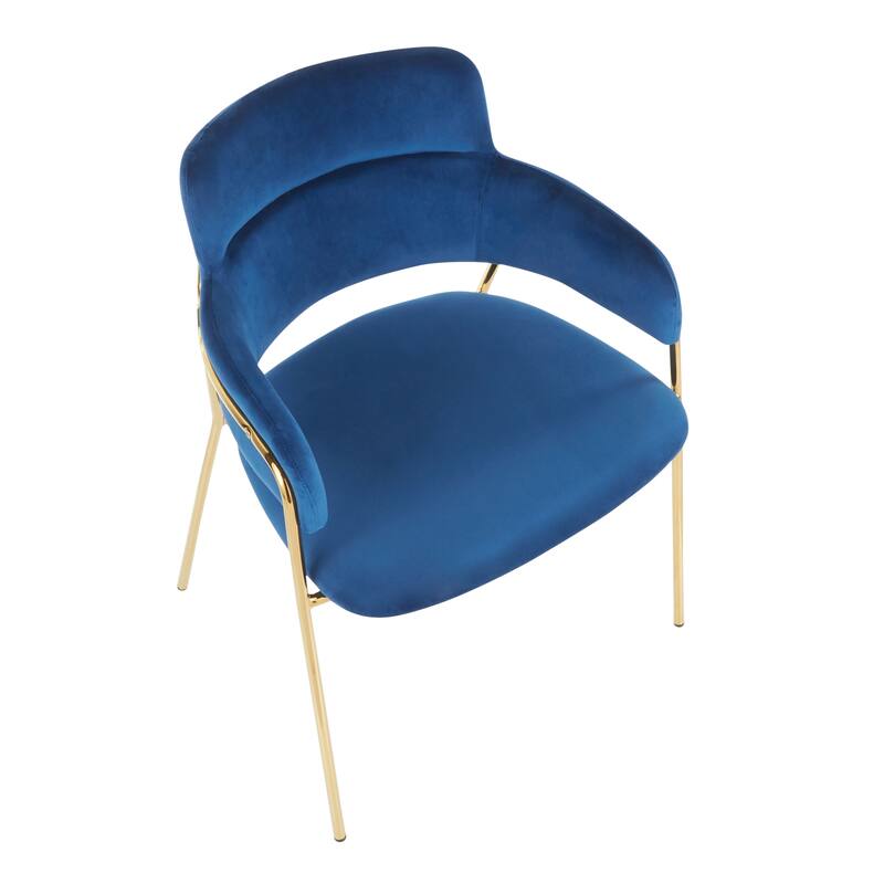 Napoli Contemporary Chair in Velvet & Gold Metal - Set of 2 - N/A