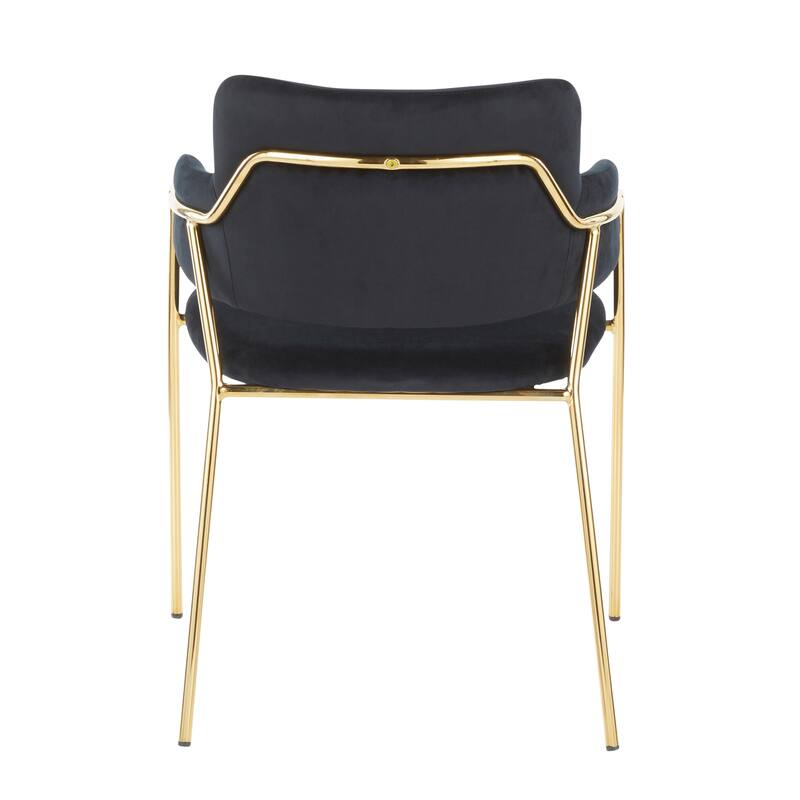 Napoli Contemporary Chair in Velvet & Gold Metal - Set of 2 - N/A
