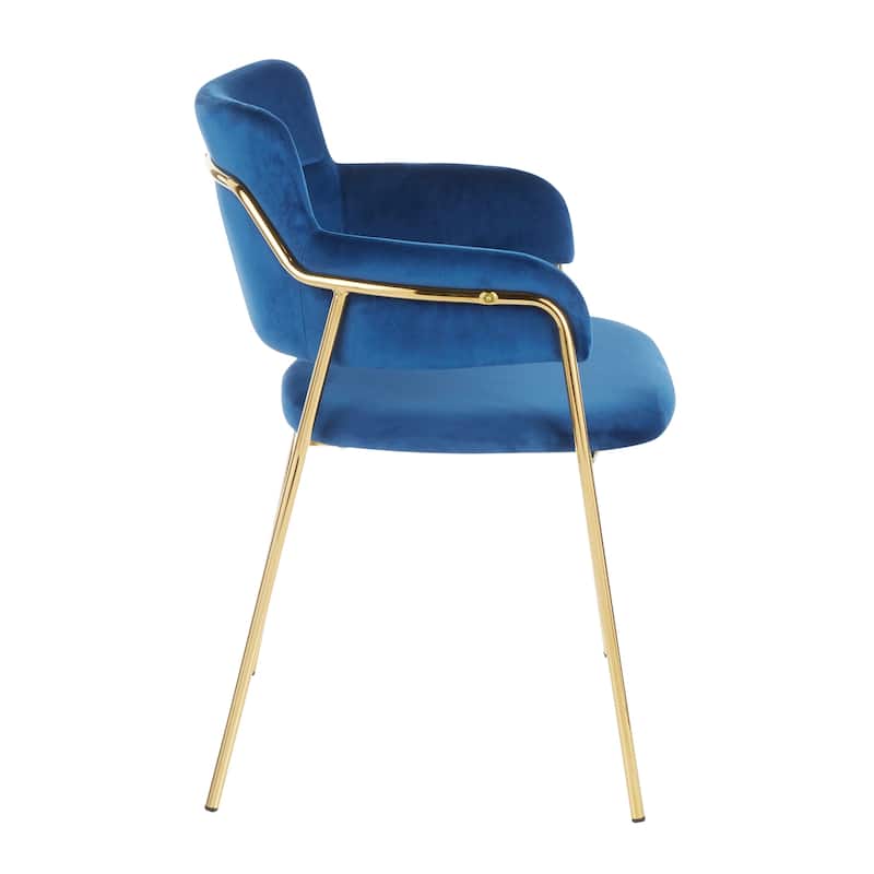 Napoli Contemporary Chair in Velvet & Gold Metal - Set of 2 - N/A