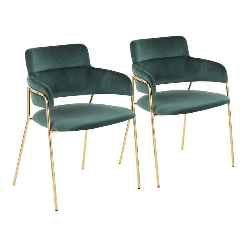 Napoli Contemporary Chair in Velvet & Gold Metal - Set of 2 - N/A