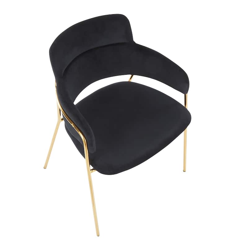 Napoli Contemporary Chair in Velvet & Gold Metal - Set of 2 - N/A