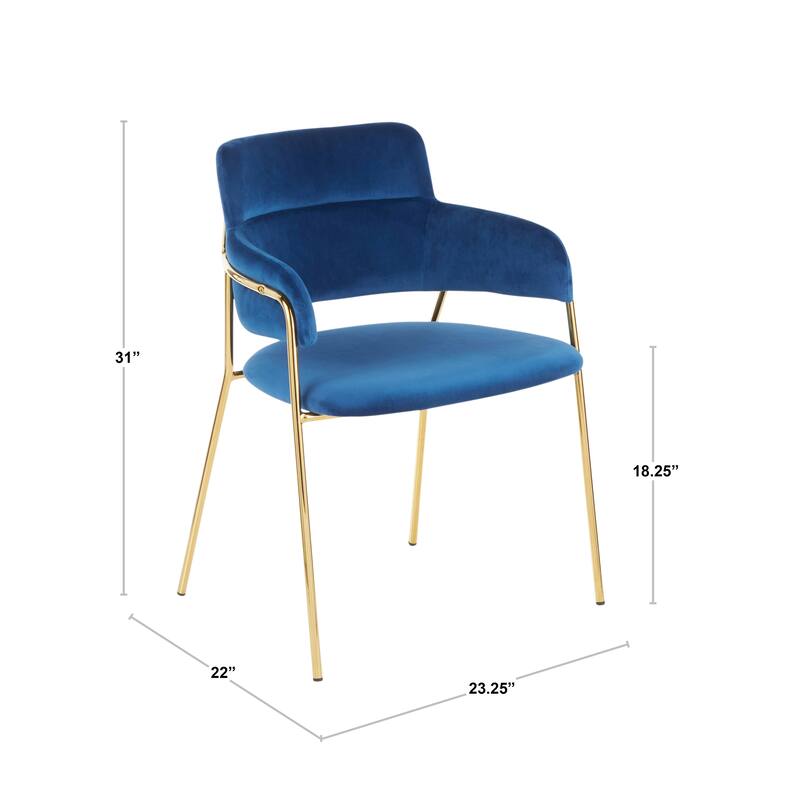 Napoli Contemporary Chair in Velvet & Gold Metal - Set of 2 - N/A