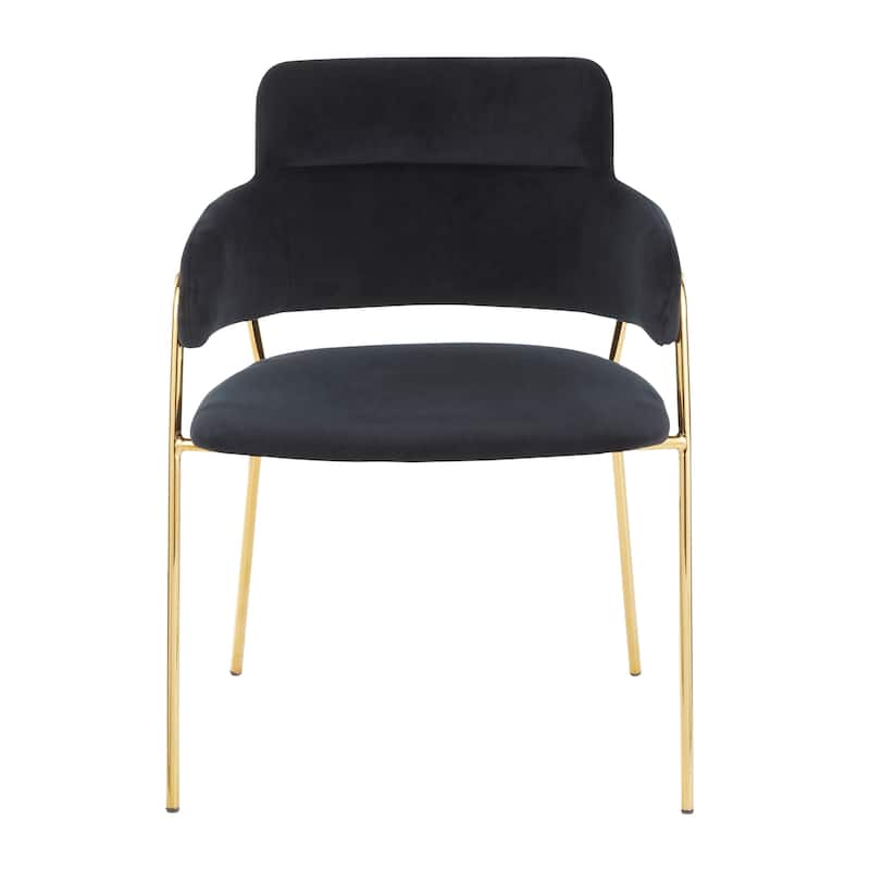 Napoli Contemporary Chair in Velvet & Gold Metal - Set of 2 - N/A