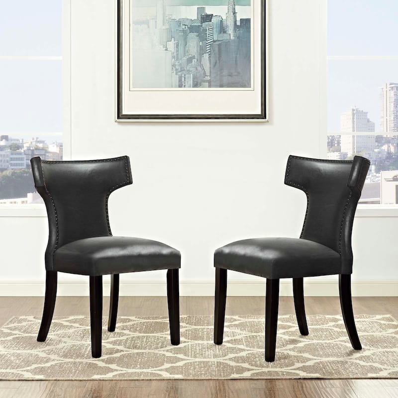 Carbon Loft Bronagh Curved Vinyl Dining Chair (Set of 2) - Black