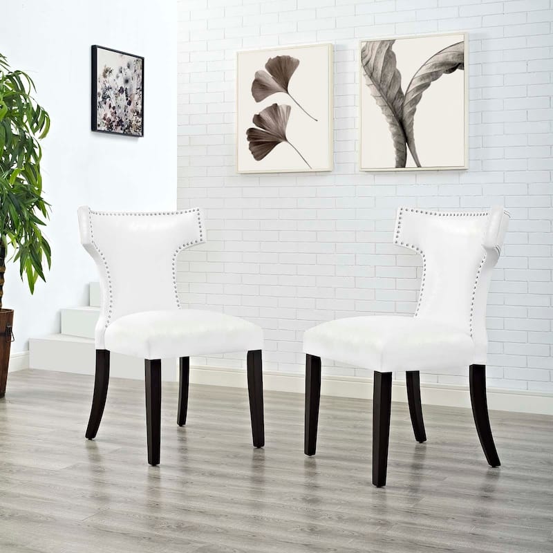 Carbon Loft Bronagh Curved Vinyl Dining Chair (Set of 2)