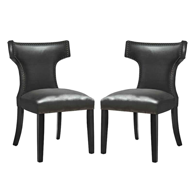 Carbon Loft Bronagh Curved Vinyl Dining Chair (Set of 2)