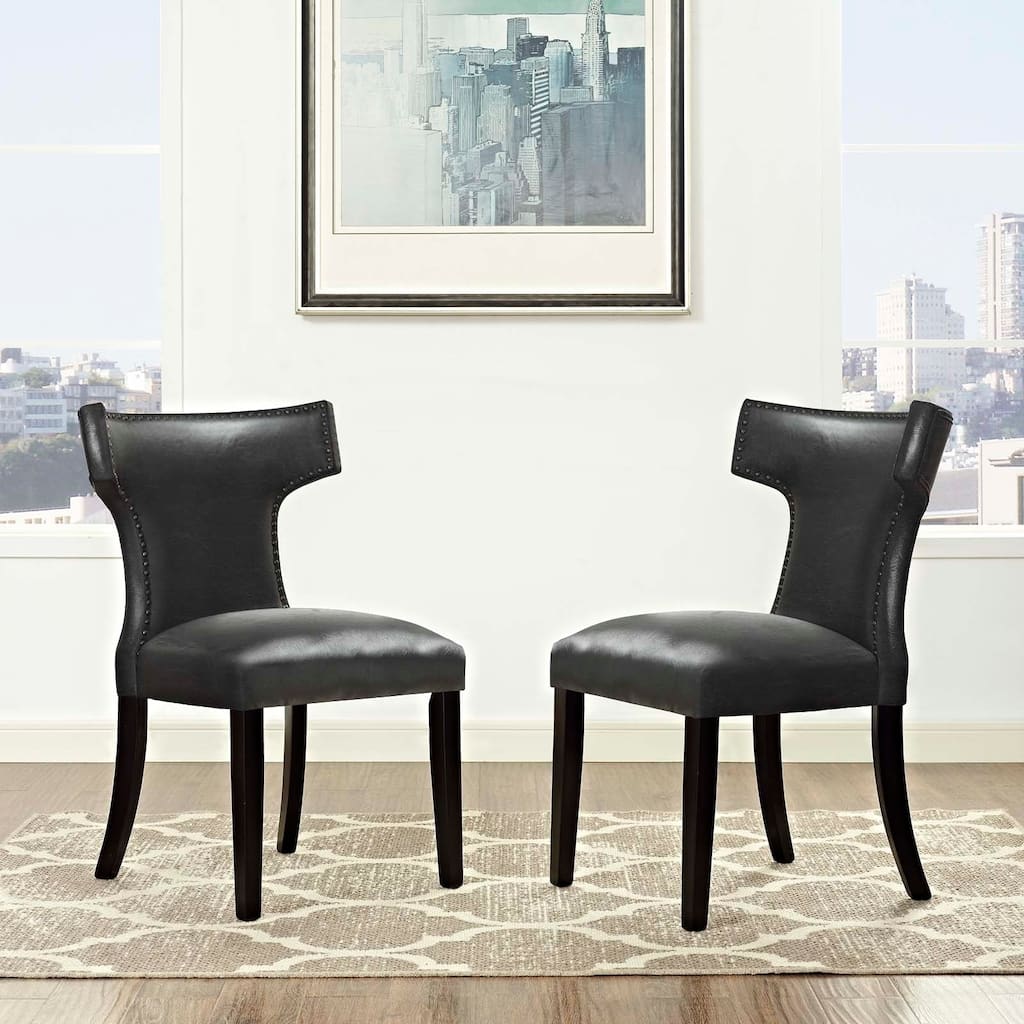 Carbon Loft Bronagh Curved Vinyl Dining Chair (Set of 2)