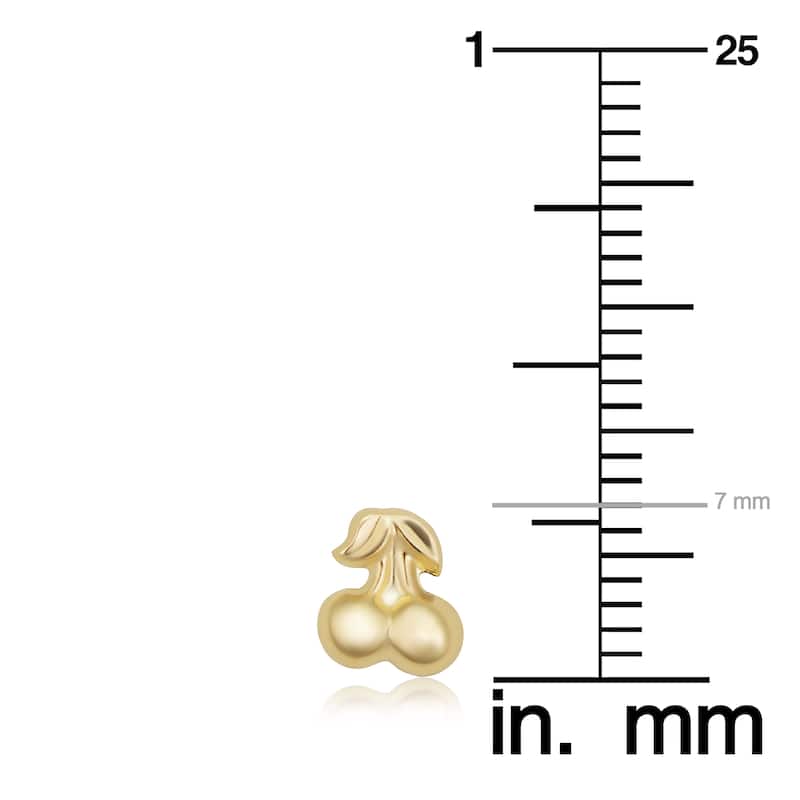 14k Yellow Gold Cherry Stud Earrings for Girls, Teen, Women