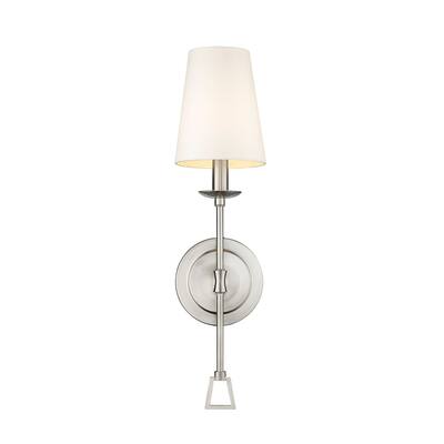 Modern Traditional One 1-Light Wall Sconce with Shade in Silver Nickel