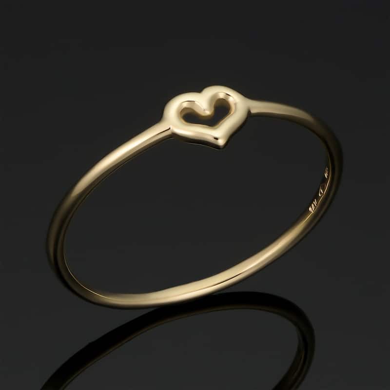 14k Yellow Gold Heart Ring Minimalist Jewelry for Women