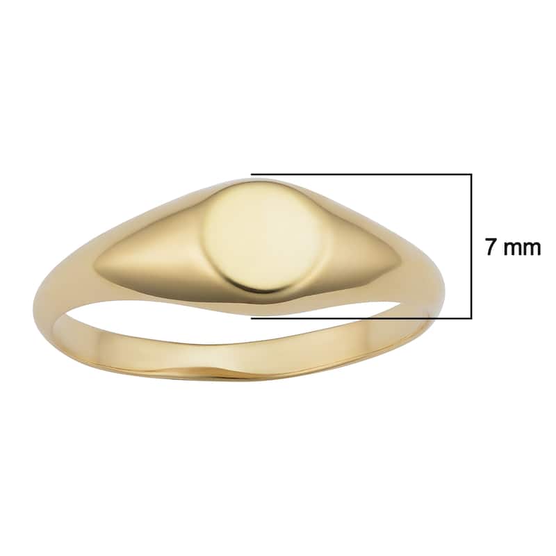 14k Yellow Gold 7 millimeter Round Signet Ring for Men and Women