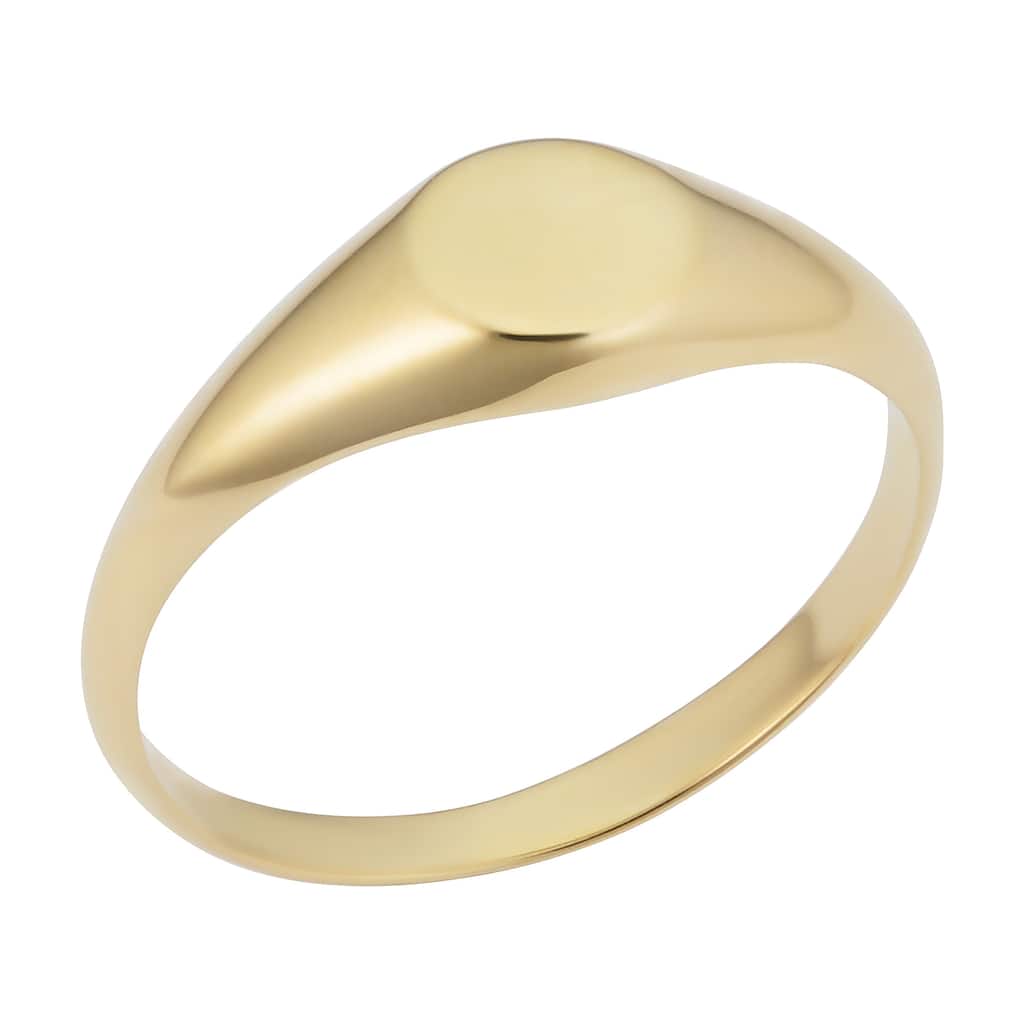 Fremada 14k Yellow Gold 7 millimeter Round Signet Ring for Men and Women
