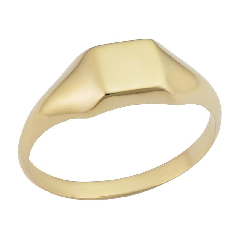 14k Yellow Gold 6.9 milliimeter Square Signet Ring for Men and Women