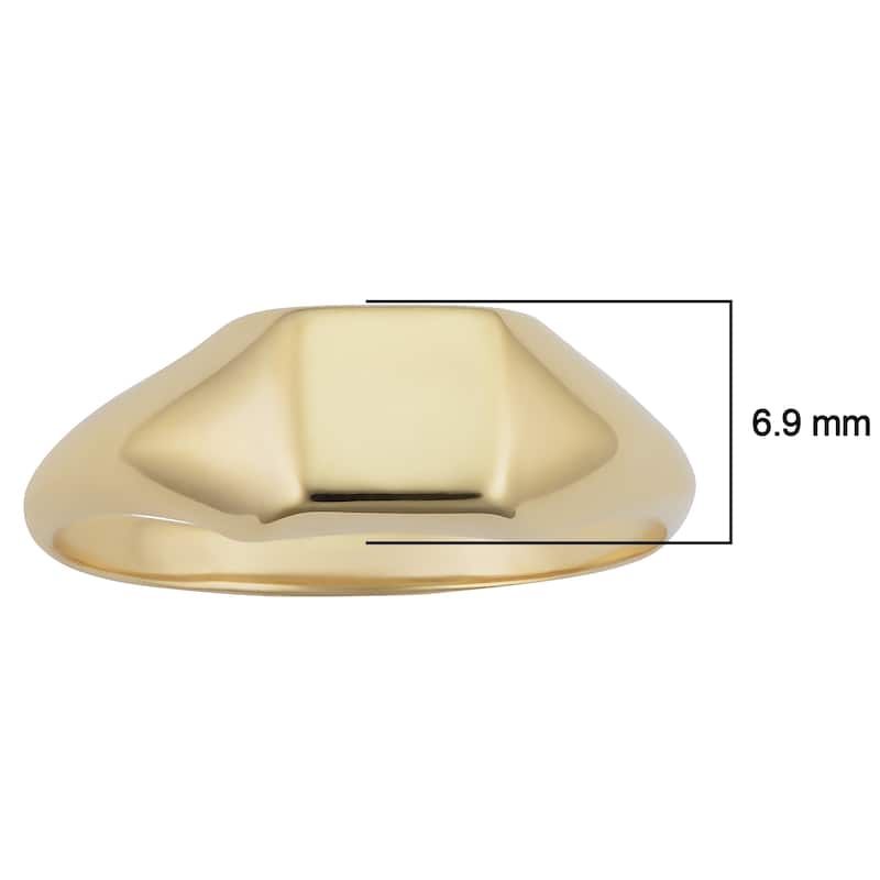 14k Yellow Gold 6.9 milliimeter Square Signet Ring for Men and Women