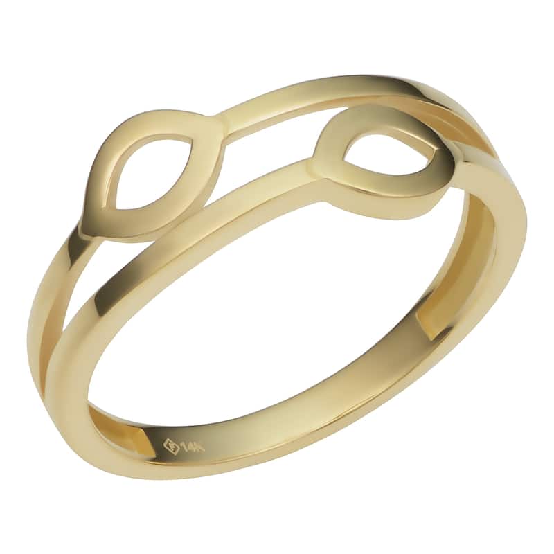 14k Yellow Gold Double Marquise Ring Minimalist Jewelry