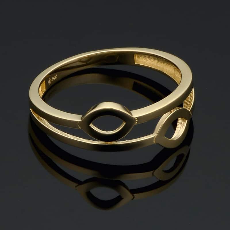 14k Yellow Gold Double Marquise Ring Minimalist Jewelry