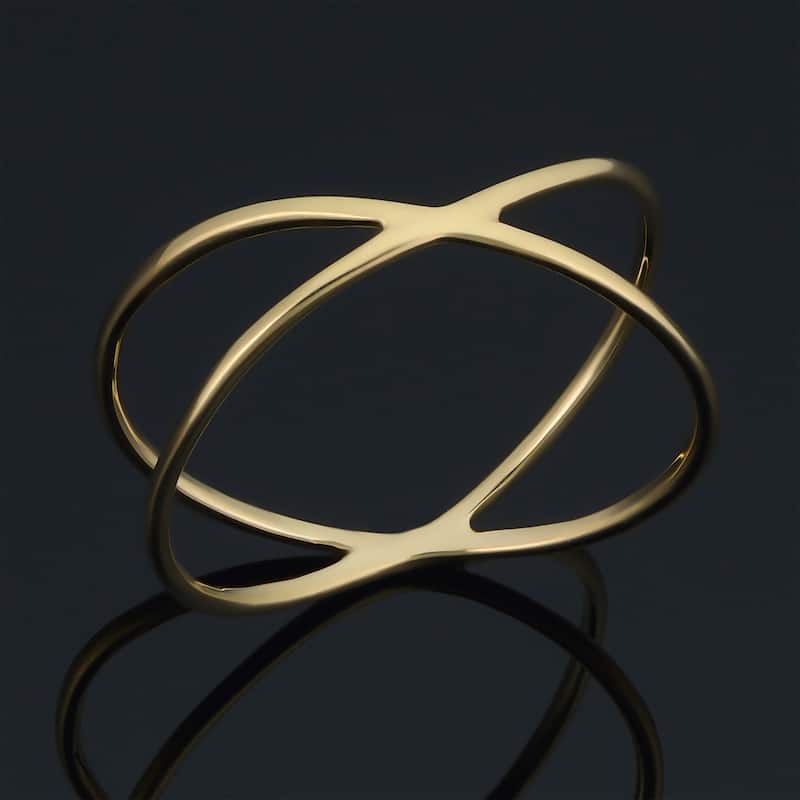 14k Yellow Gold X Criss Cross Ring