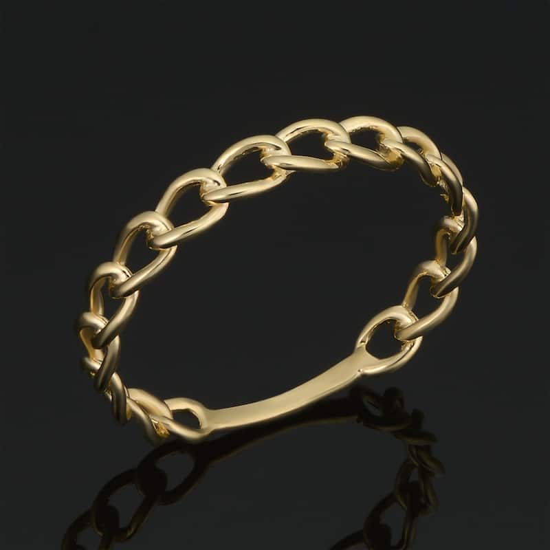 14k Yellow Gold 3.25 millimeter Curb Link Minimalist Ring