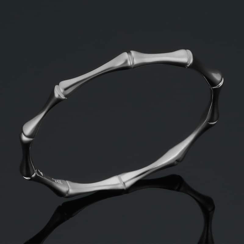 14k Yellow White or Rose Gold 1.8 millimeter Bamboo Ring Minimalist Jewelry - White - 7