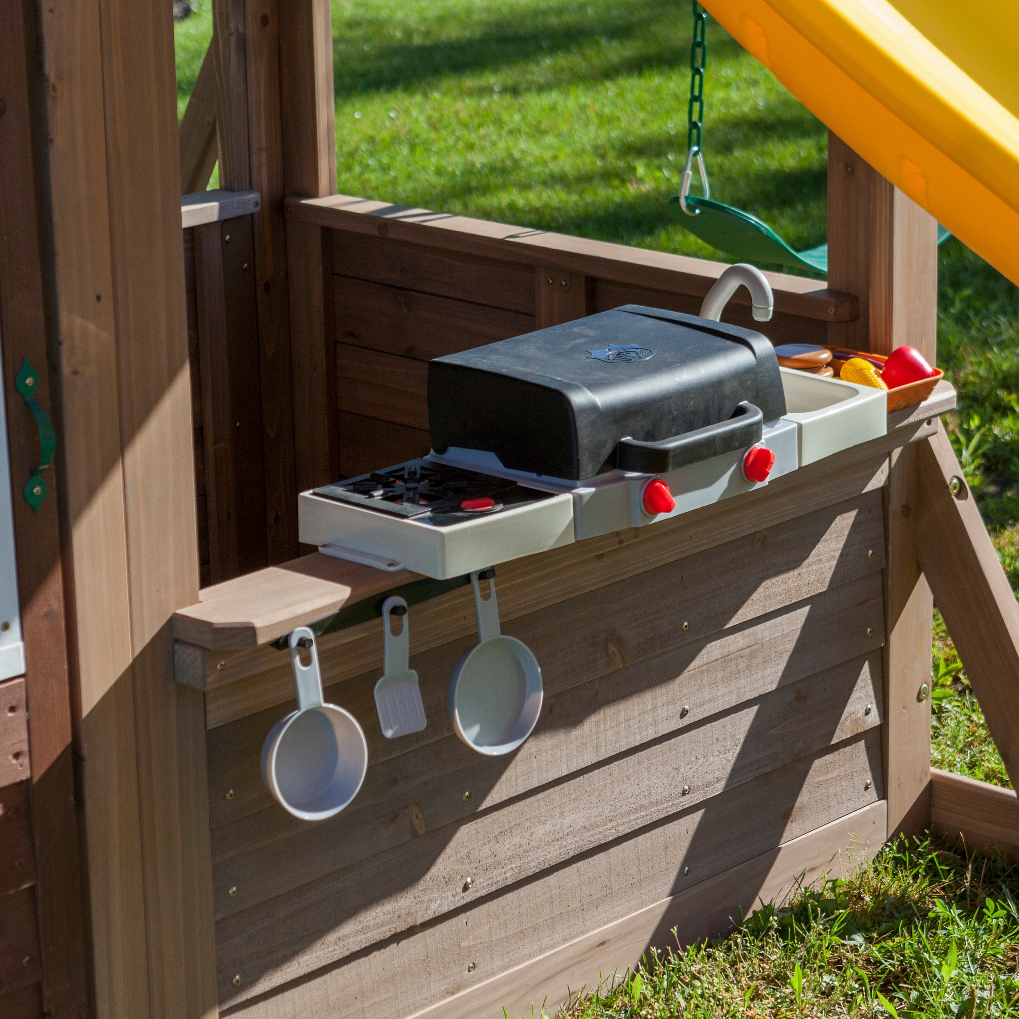 cedar summit lookout lodge 3 slide cedar playset