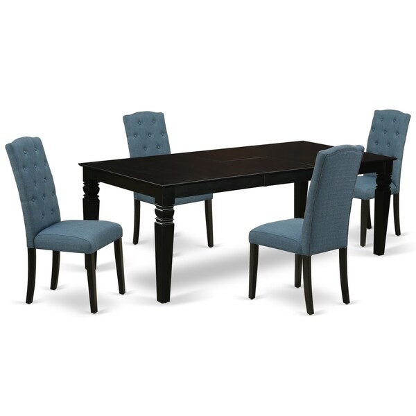 Rectangle Table and Parson Chairs in Blue Linen Fabric (Number of Chairs and bench Option)