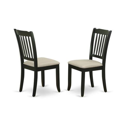 DAC-BLK-C Danbury Vertical Slatted Back Chairs with Linen Fabric Upholstered Seat in Black Finish