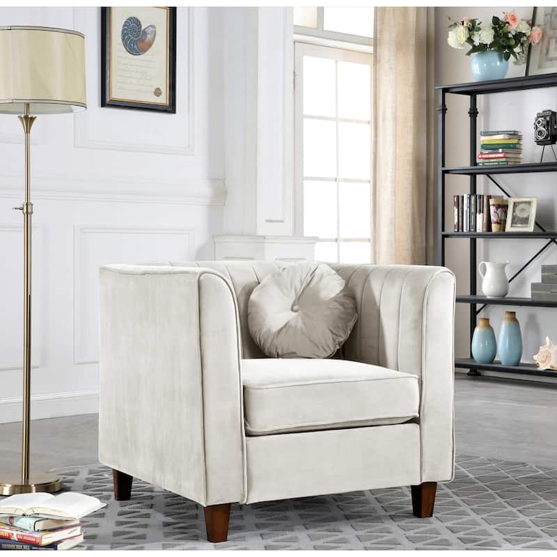 Arvilla velvet Kitts Classic Chesterfield Chair - Beige