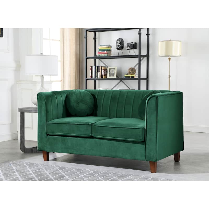 Arvilla Kitts Classic Chesterfield Velvet Loveseat - Green