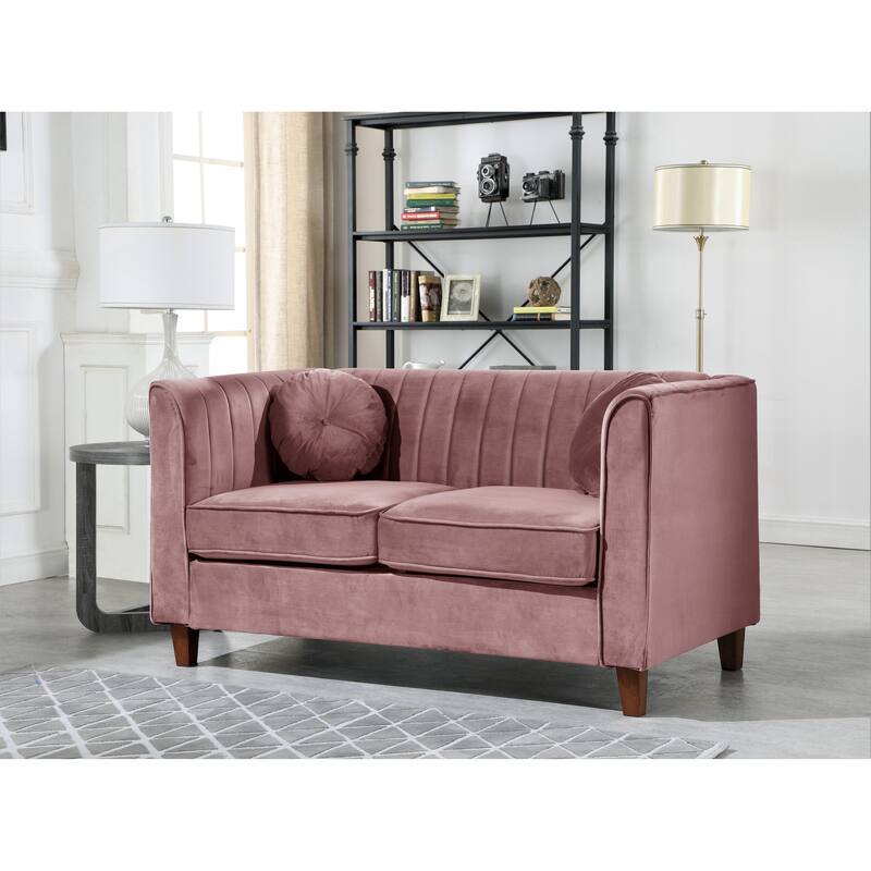 Arvilla Kitts Classic Chesterfield Velvet Loveseat - Rose